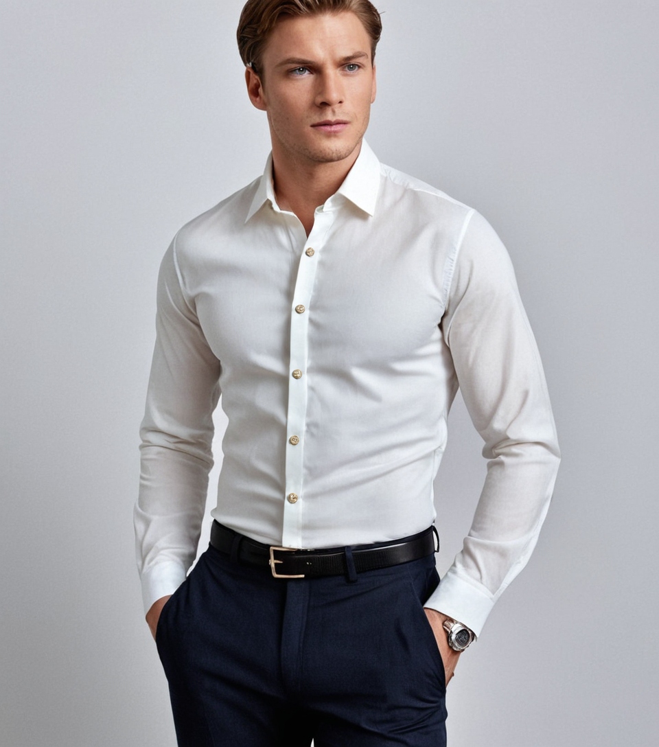 Pure Color Slim-fit Shirt British Business Casual Shirt